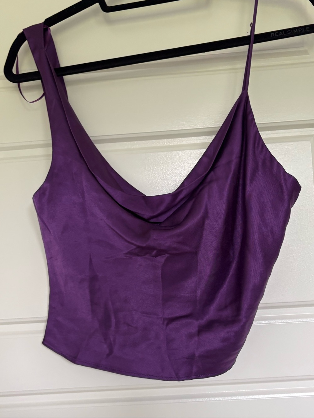 Purple Satin Cowl Neck Tank Top